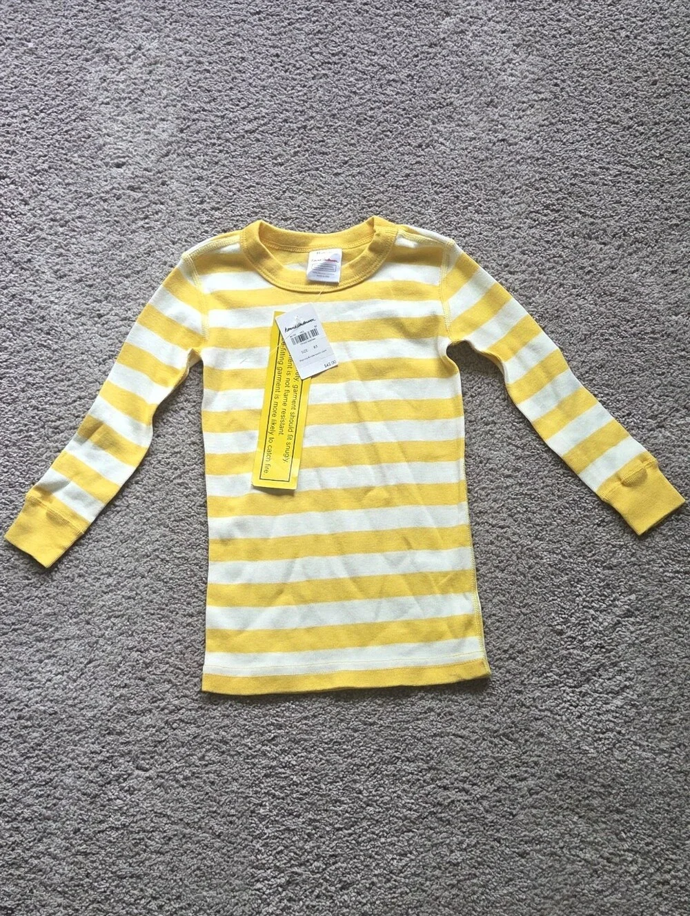 NWT Hannah Andersson Yellow & White Striped Organic Cotton Pajamas Set, Size 4T
